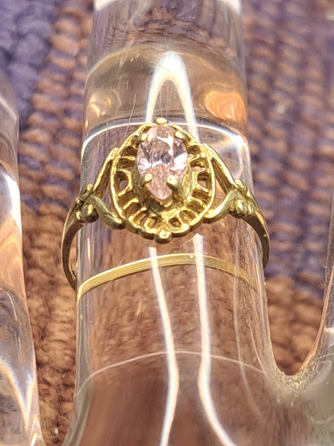 Ring 1 Carat Pink Gemstone Ring in 10K Solid Yellow Gold Size 6.5 11-14