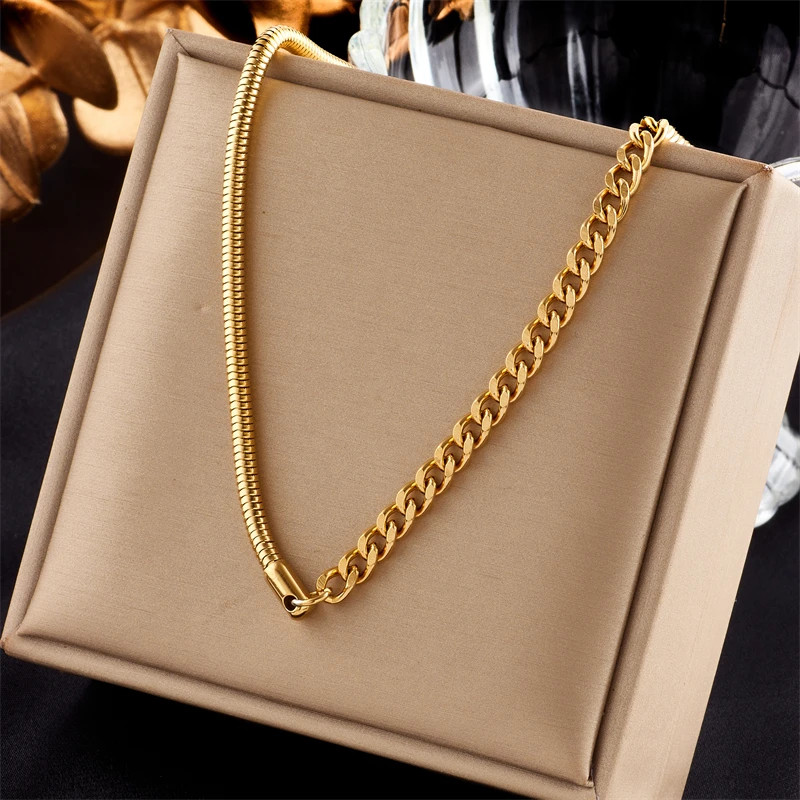 Ball Bead Chain Necklace 316L Stainless Steel Imitation Pearl Women Jewelry