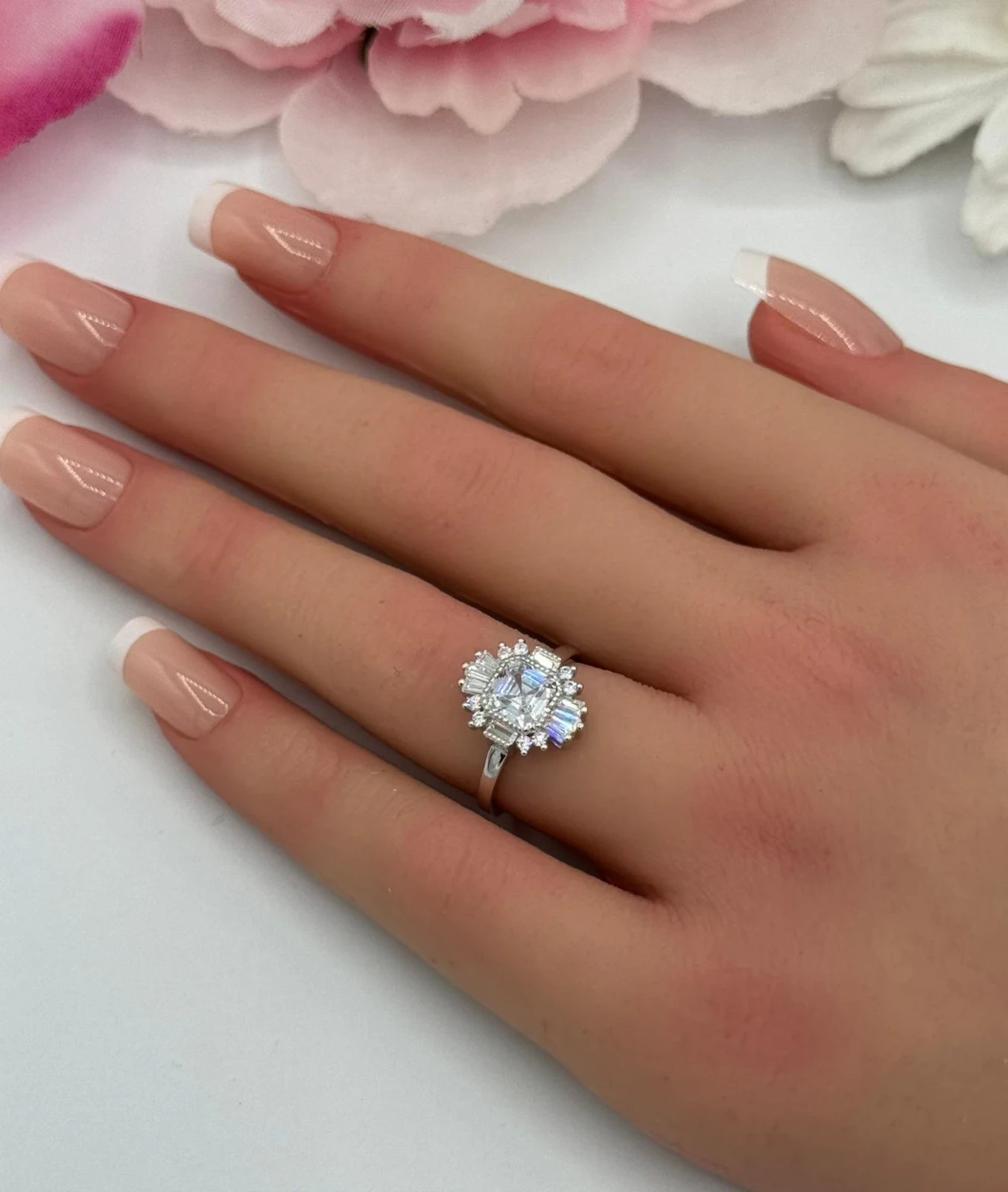 4Ct Round Cut Simulated Diamond Women Engagement Band Ring 14k White Gold Plated