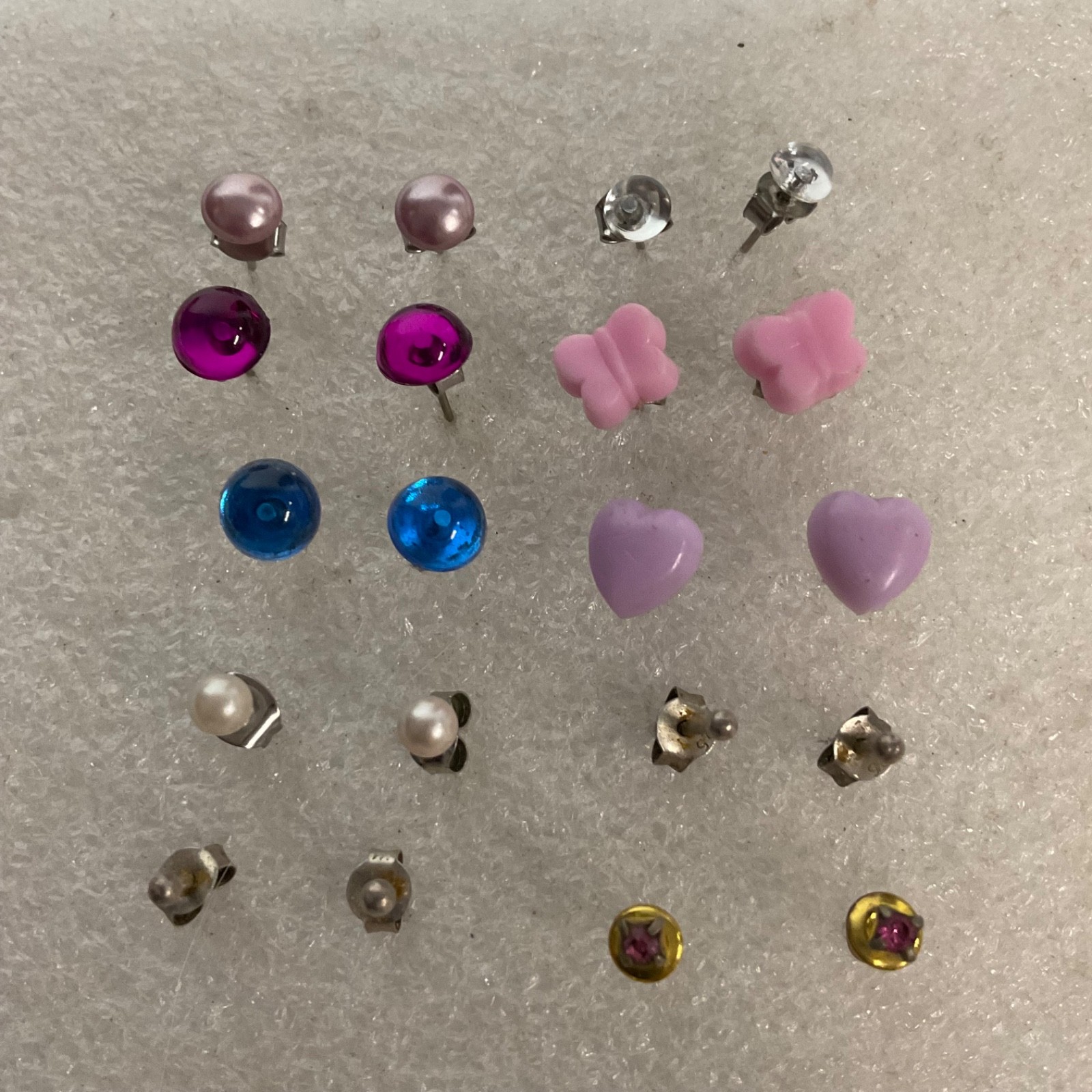 Lot of 10 Pairs Fashion Stud Earrings Mixed Colors Shapes Hearts Butterflies