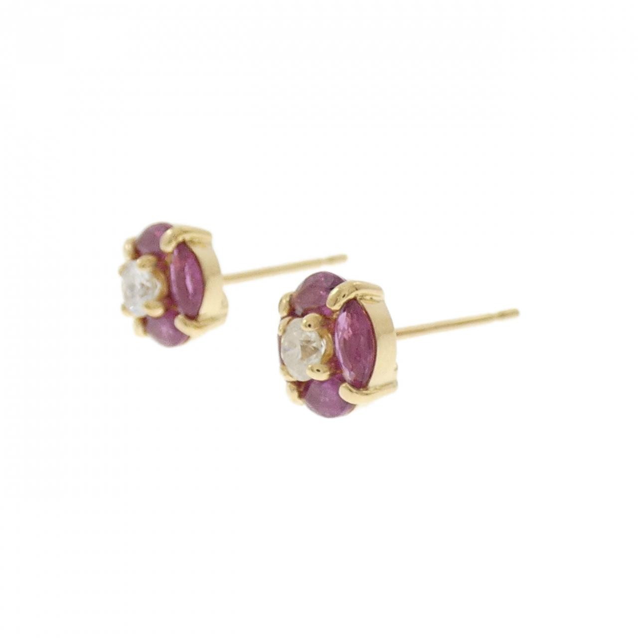 Authentic 18K Yellow Gold Ruby Pierce 0.82CT #260-007-457-7095