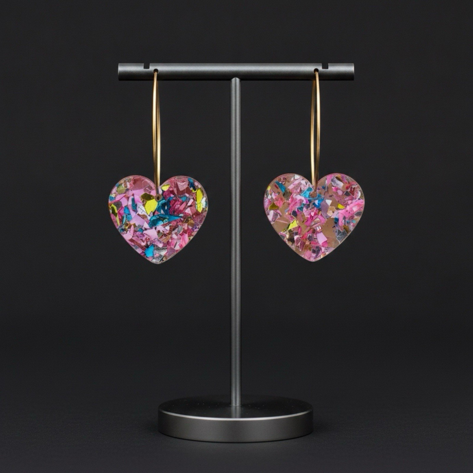 New Colorful Resin Heart Hoop Earrings Fashion Gift Women Jewelry • US Seller
