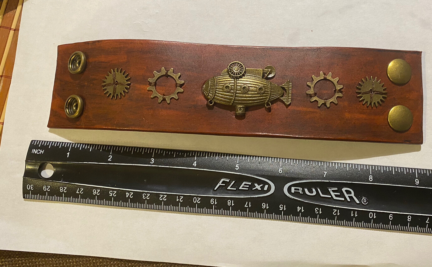 TANDY LEATHER BRACELET – FEATURING ZEPPELIN – BLIMP AIRSHIP – LOOK!