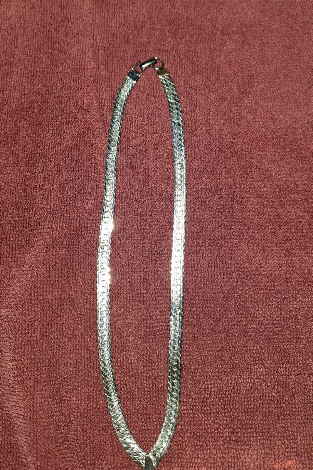 Napier Vintage Necklace V Chain Herringbone approx 16” Silver tone