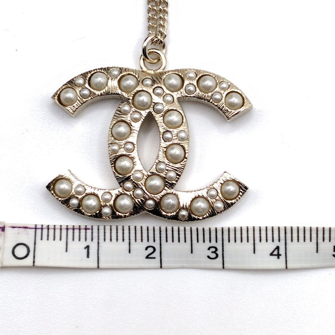 CHANEL Pearl Coco Mark Necklace Icon Champagne Gold Women’s Jewelry Accessory