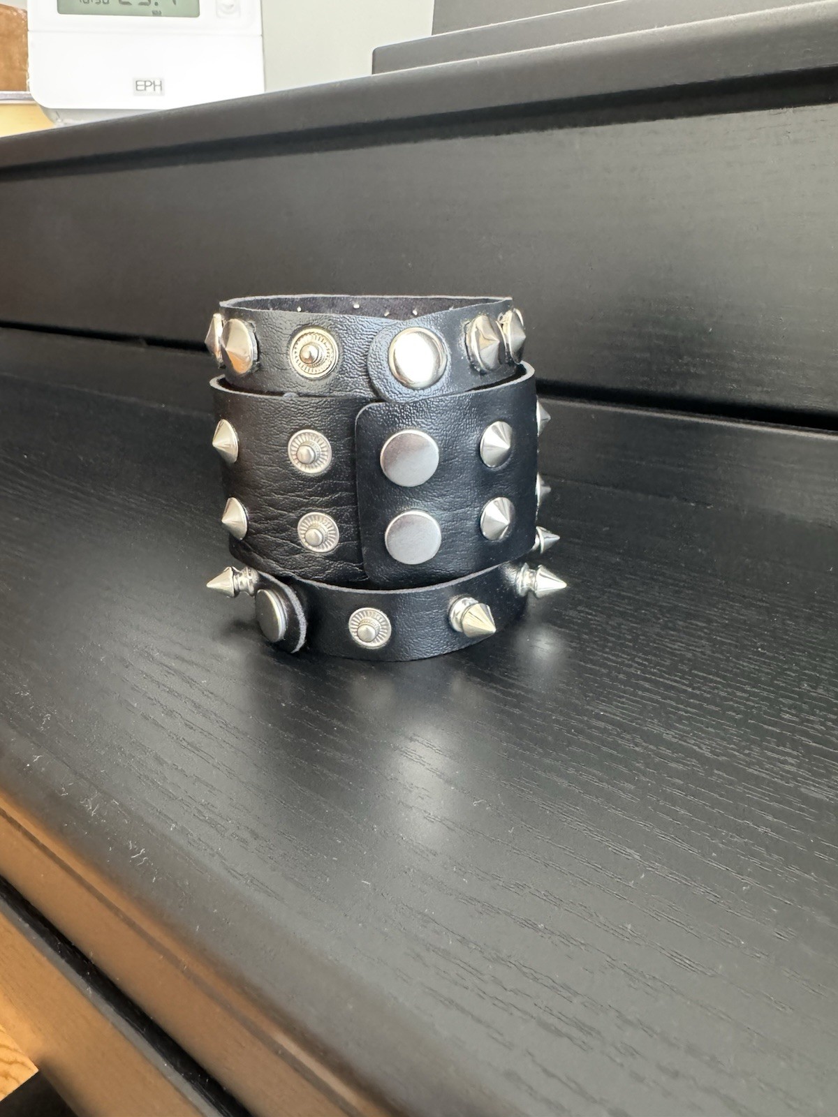 3-Piece Punk Goth Y2K Studded Faux Leather Bracelet Set – New
