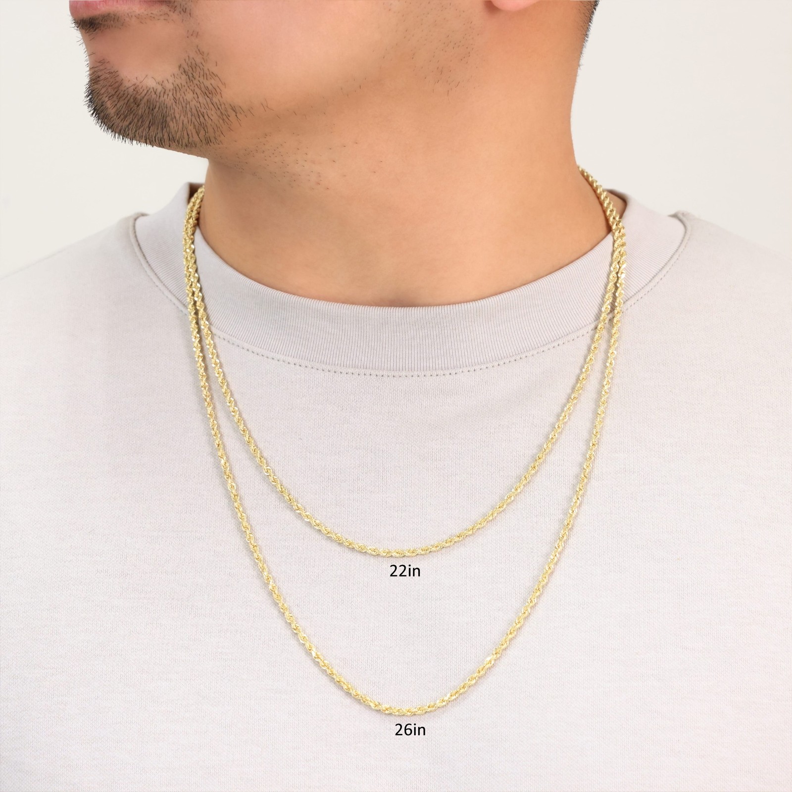 14K Yellow Gold 2.5mm Italian Diamond Cut Rope Chain Necklace Mens Women 16″-30″