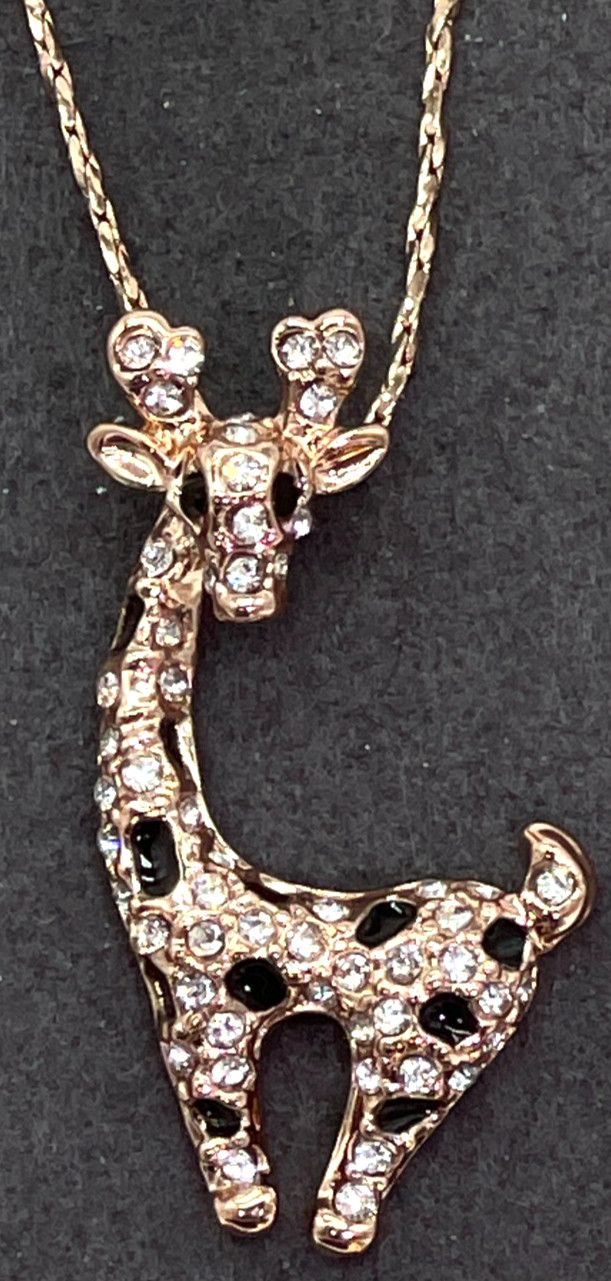 Necklace. Yellow Gold Plated Giraffe on 18 Inch Twist Chain w/2″ ext.