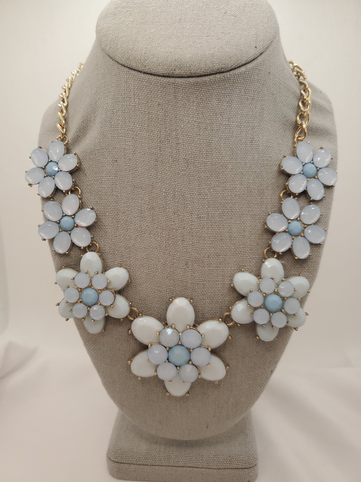 Huge Periwinkle Violet Rhinestone Flower Necklace 2010s