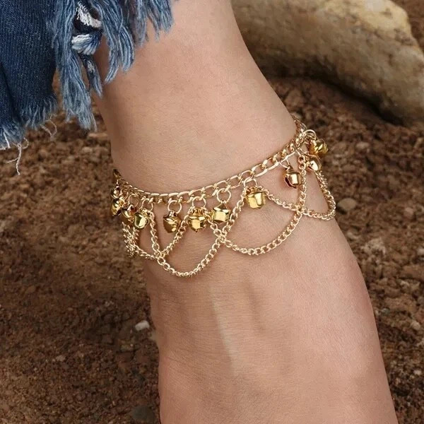 Women’s Fashion Jewelry Bohemian Gold Tassel Anklet Bracelet Beach Gift For Her