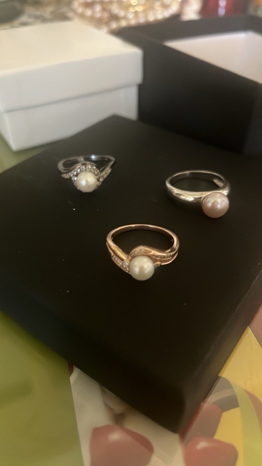 Bundle of Three Pearl Rings for Women. All A Size 7 Details In Description