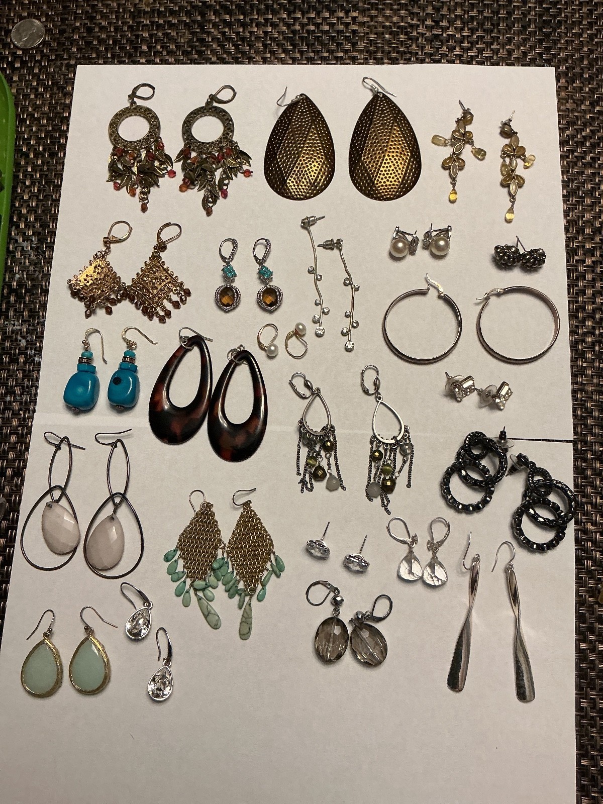 Vintage to Modern Costume Jewelry Lot of 23 Pairs Earrings Hoops Studs Dangle