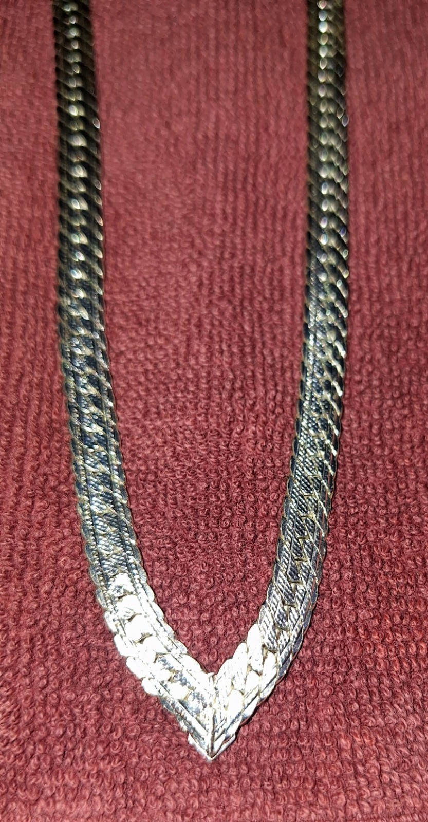 Napier Vintage Necklace V Chain Herringbone approx 16” Silver tone