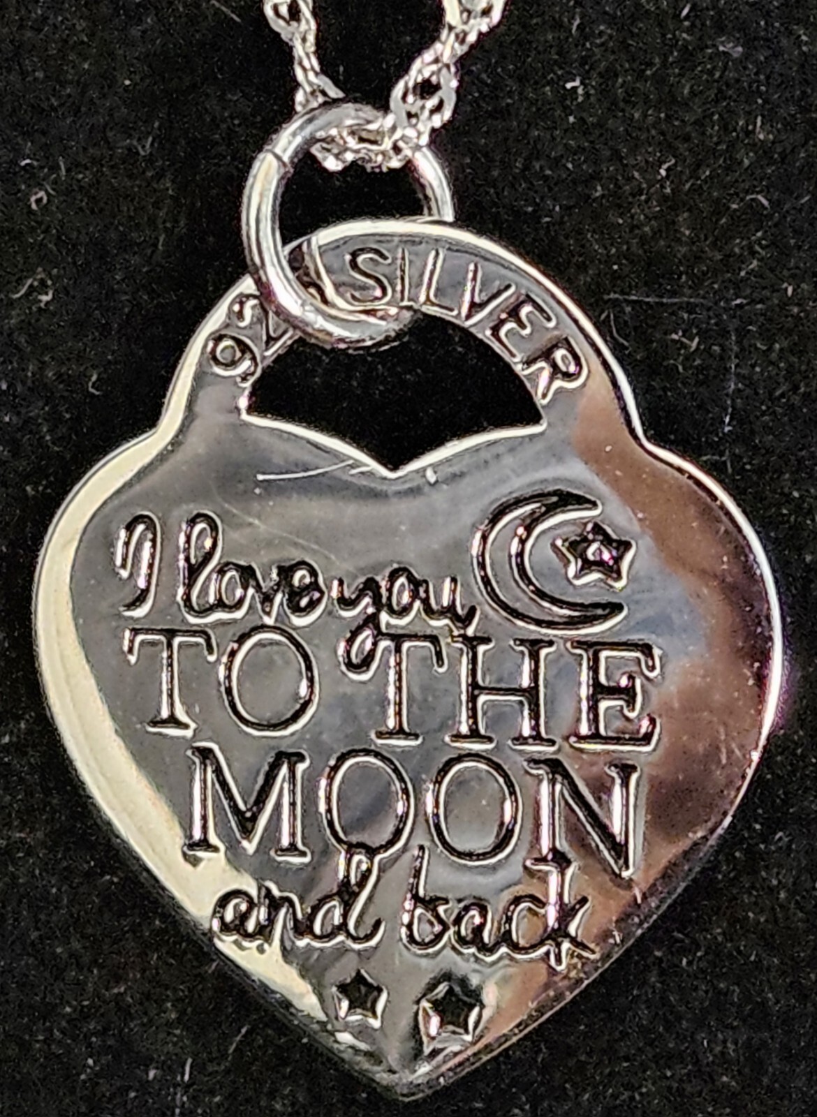 I Love You To The Moon And Back 18″ Sterling Silver Necklace Vanika Jewelry
