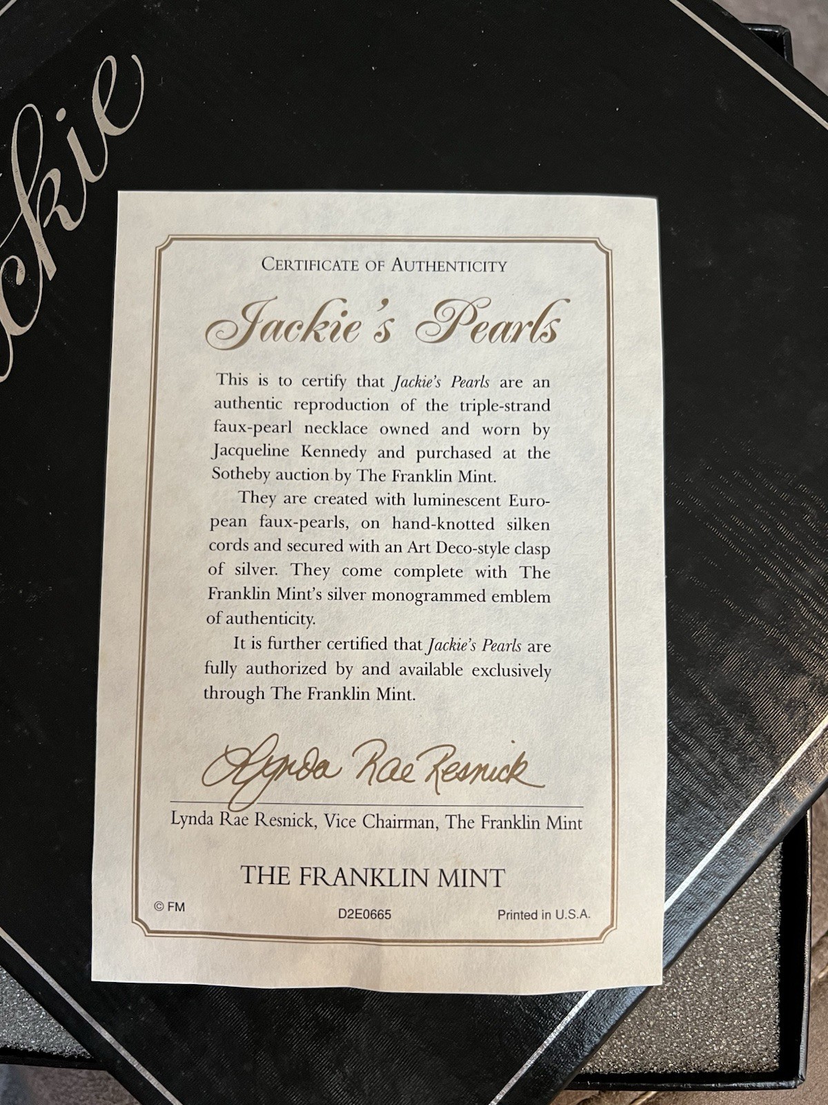 The Franklin Mint Jackie’s Pearls Multi-Strand Cream Sim Pearl Necklace