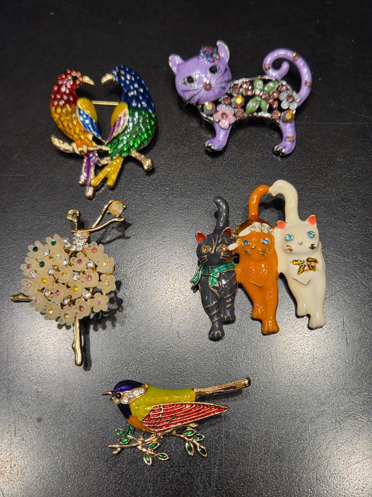 Rhinestone Birds Cats Ballerina Dancer Brooch Pin Jewelry Lot 293-61