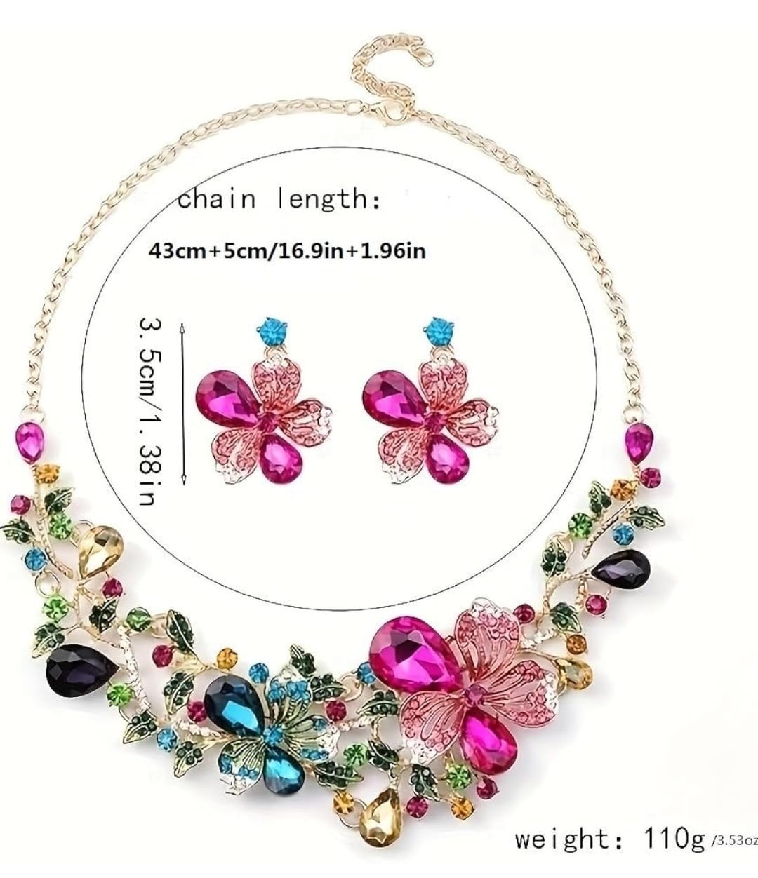 Indian bollywood pink creted stones pendent with matching earrings for women