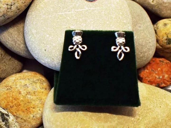 Sterling Silver Thistle Stud Earrings Imported From Scotland