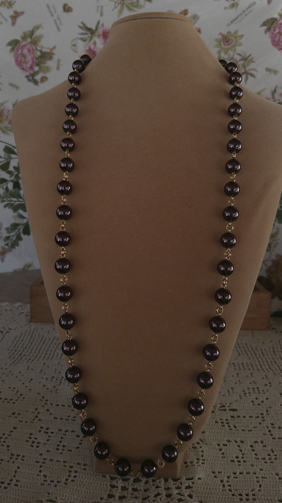 Joan Rivers Purple Faux Pearls w/Toggle Closure with Velvet Dust Bag 36″
