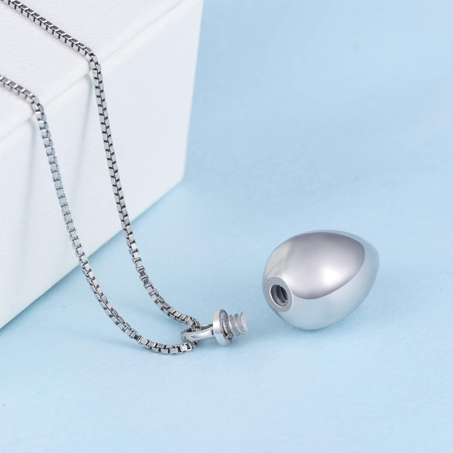 Sterling Silver Ashes Keepsake Urn Necklace Always inMy Heart Cremation Memorial