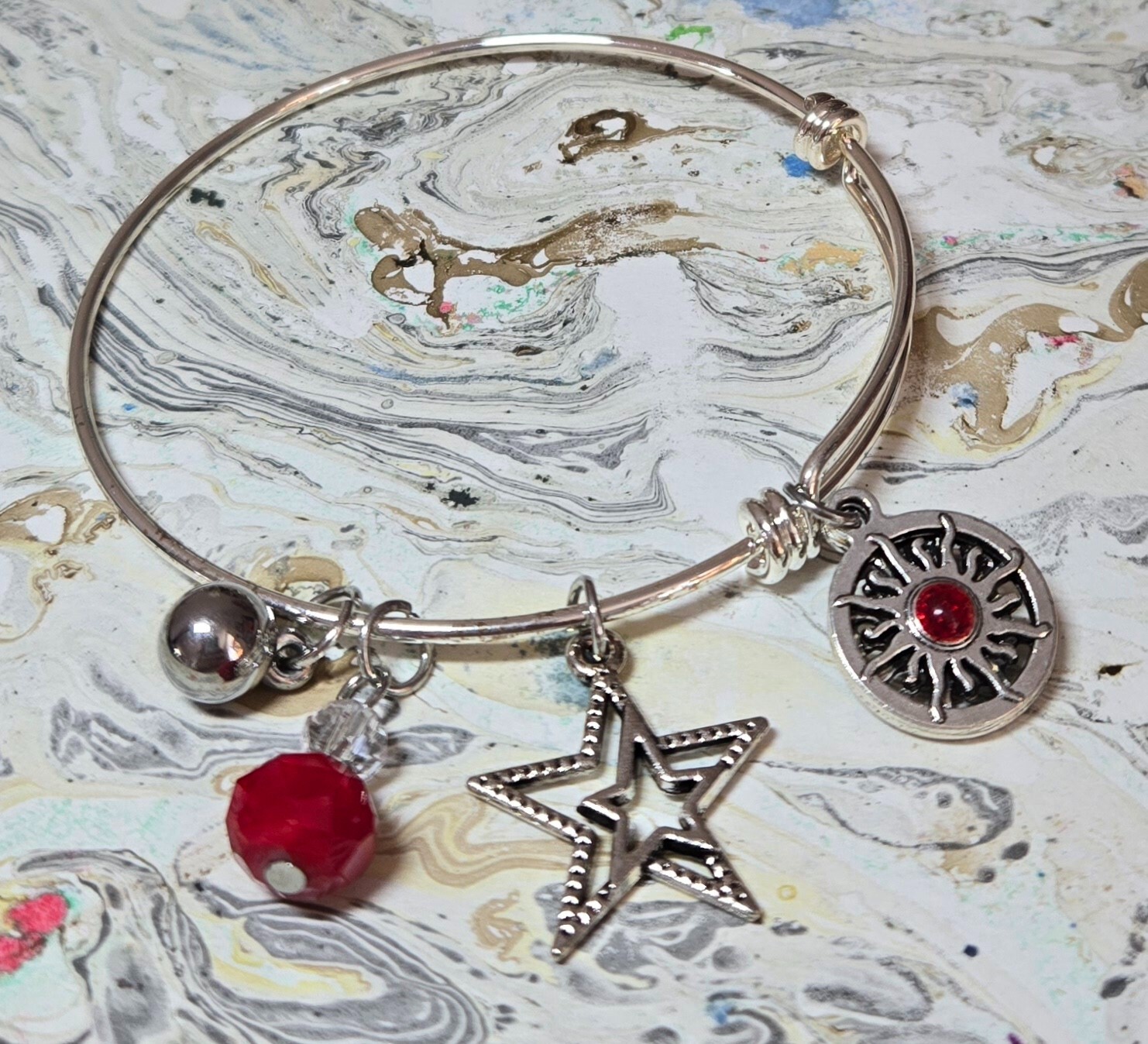 Bangle Bracelet Lot Hairdresser charm Science Alien Rocket Star Handmade 8 pc