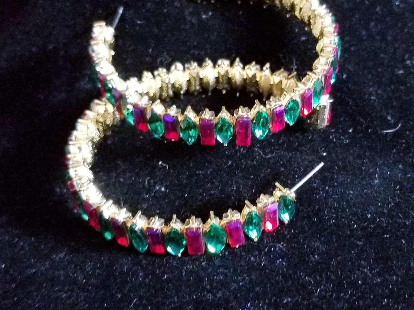 Chandelier Rhinestone Crystal Pageant Bridal Earrings Colorful Hoops 2.2 inch