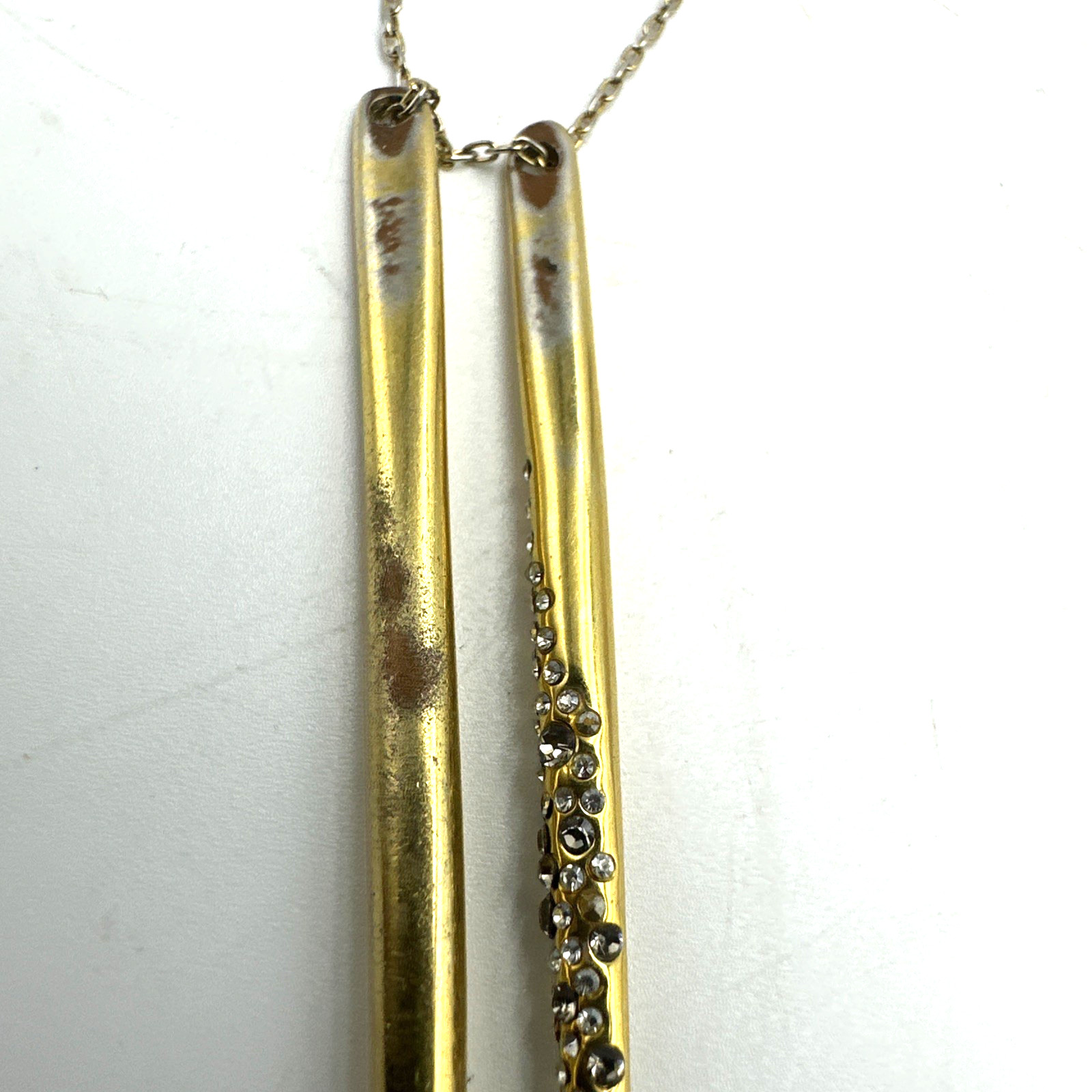 Alexis Bittar Gold Tone Crystal Rhinestone Multiple Spike Pendant Necklace