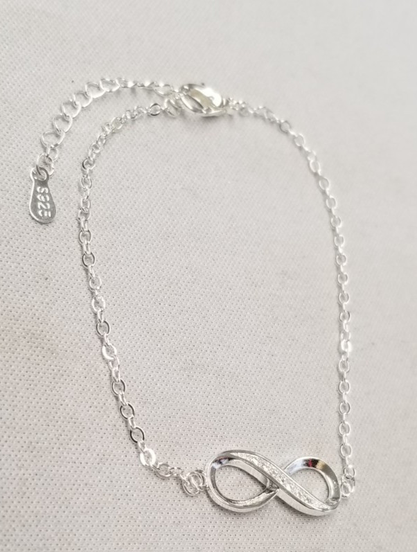 Sterling Silver Infinity Bracelet 6.5″+1″