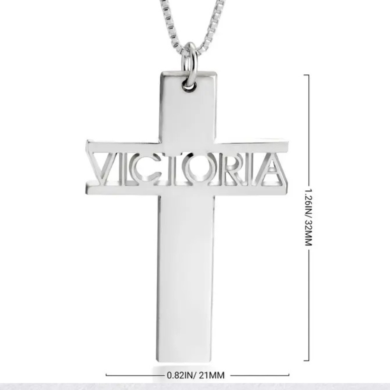 personalized Cross Necklace Custom Gift Handmade Box Chain