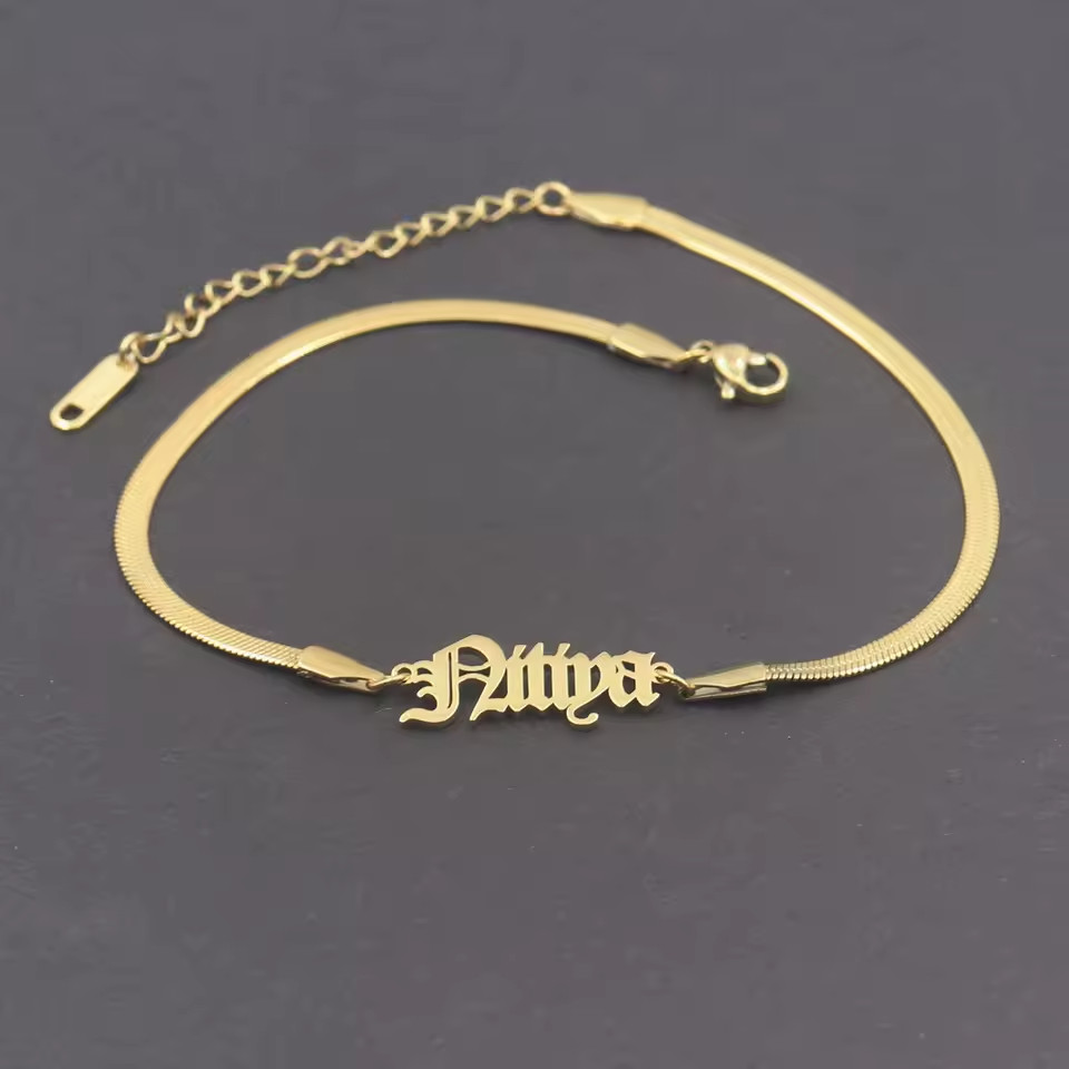 Customized Name Anklet Snake Chain Foot Ankle Leg Jewelry Stainless Steel Silver