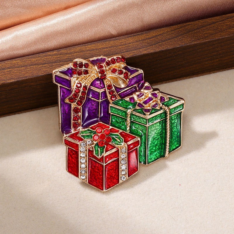 Christmas Candy Cane Bow Brooch Pin Colorful Rhinestone Holiday Gift Jewelry