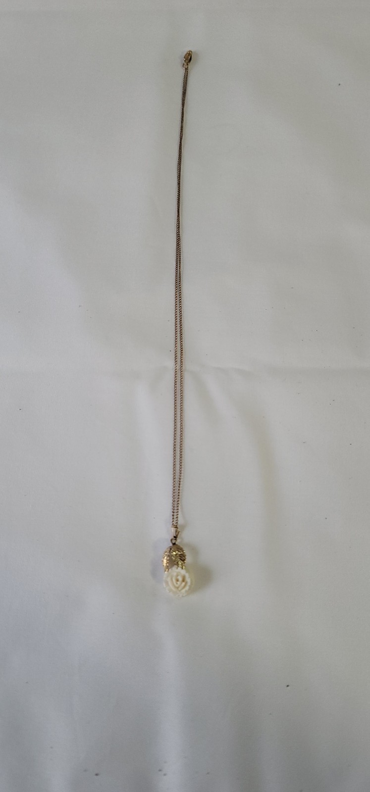 Vintage 1/20 12K GF Gold Filled Rose Pendant Necklace 18”