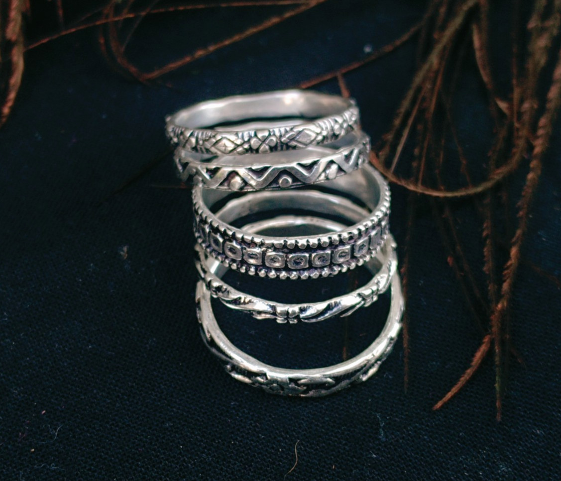 Stacking rings Silver band rings Stackable 925 Sterling Silver 5 Rings Set B372