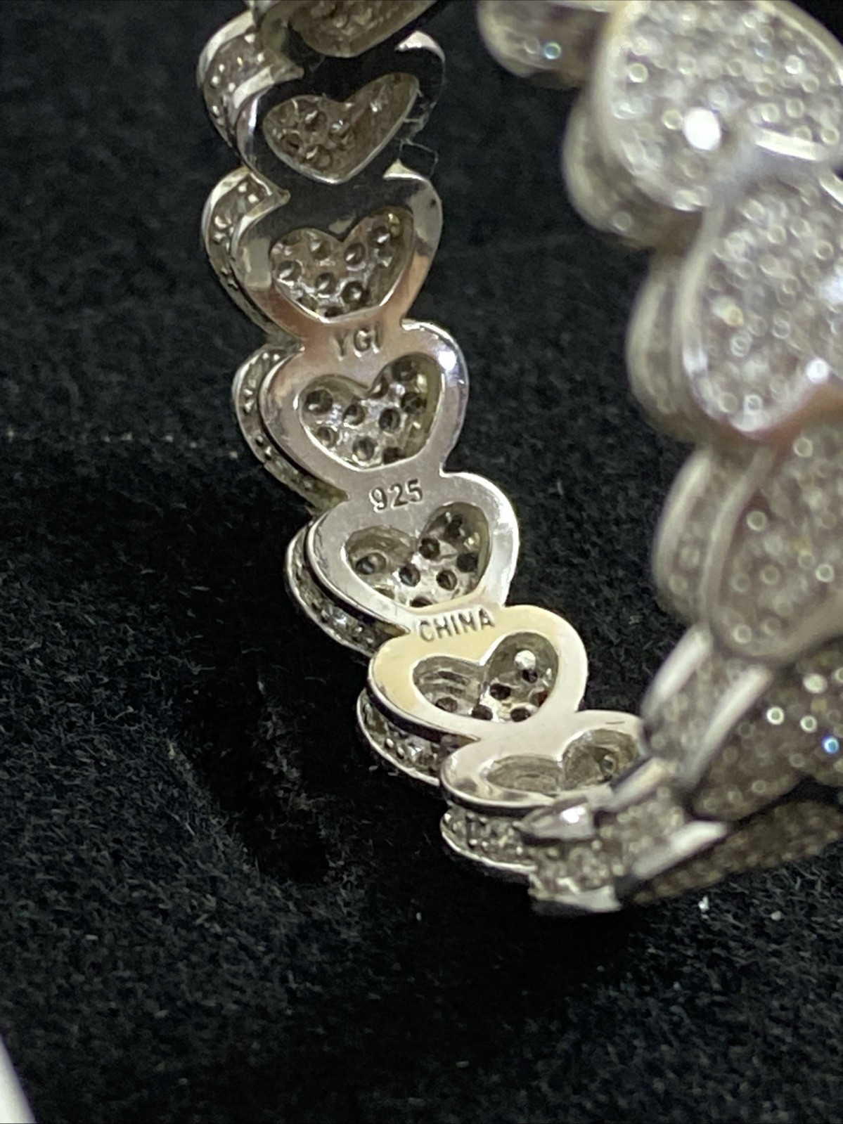 YGI Womens Sterling Silver 925 Cluster CZ Hearts Band Ring Size 11 Fashion 5.26g
