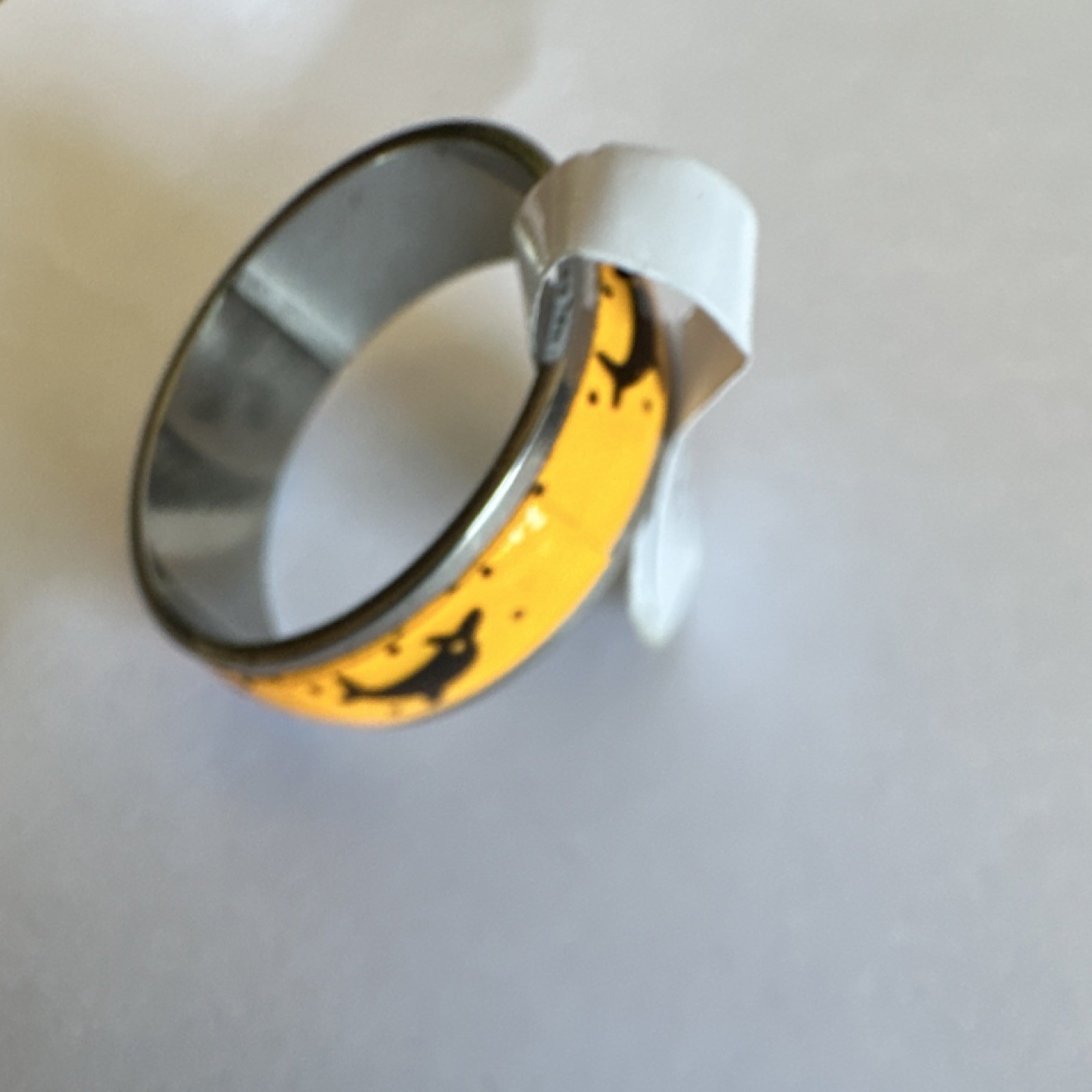 Stainless Steel Dolphin Animal Band Ring Yellow Black Silver Size 20 Fashion