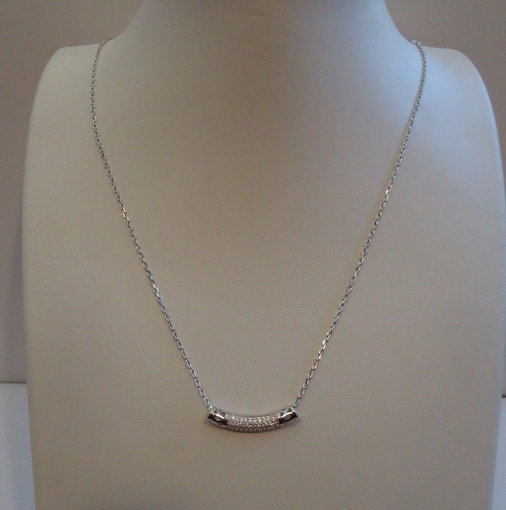 925 STERLING SILVER MODERN NECKLACE PENDANT W/ .75 CT LAB SIMULANT DIAMONDS 18”