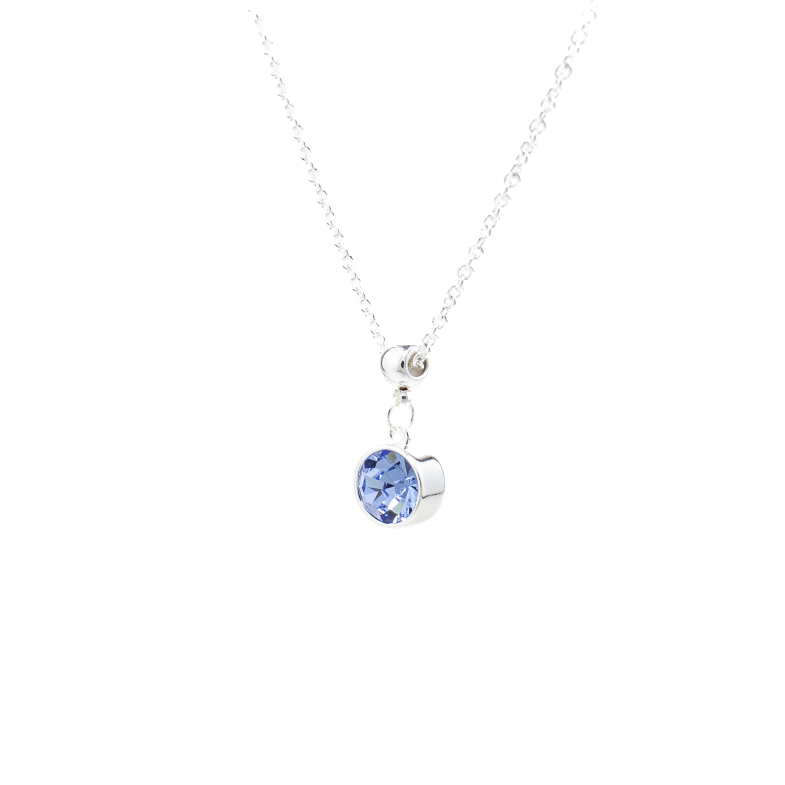 March Birthstone Aquamarine Necklace, Blue Bohemian Crystal, Silver Adjustable