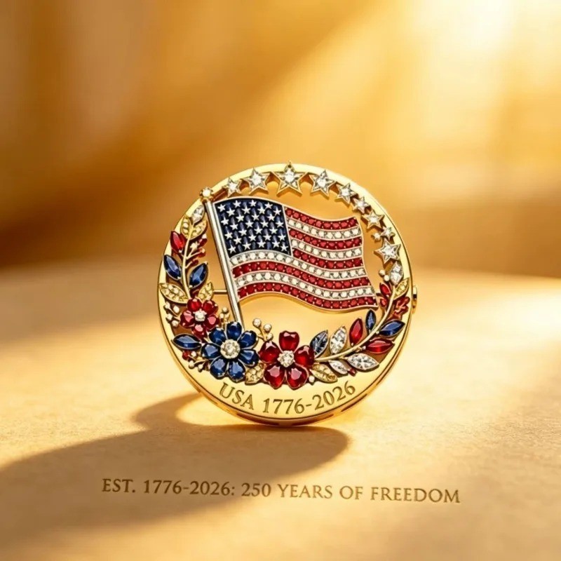 Patriotic American Flag Brooch Pin 250 Years of Freedom USA Men Women Jewelry