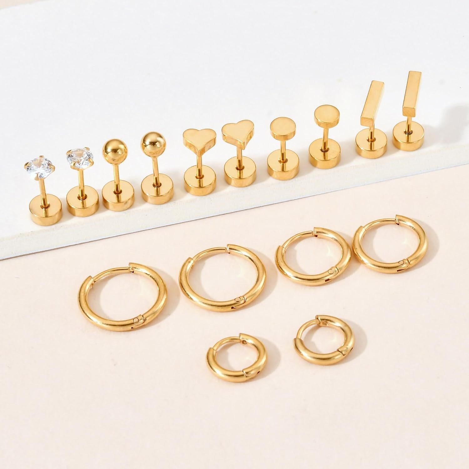 Hypoallergenic Titanium Earrings for Sensitive Ears 14K Gold Plated Opal Ball CZ