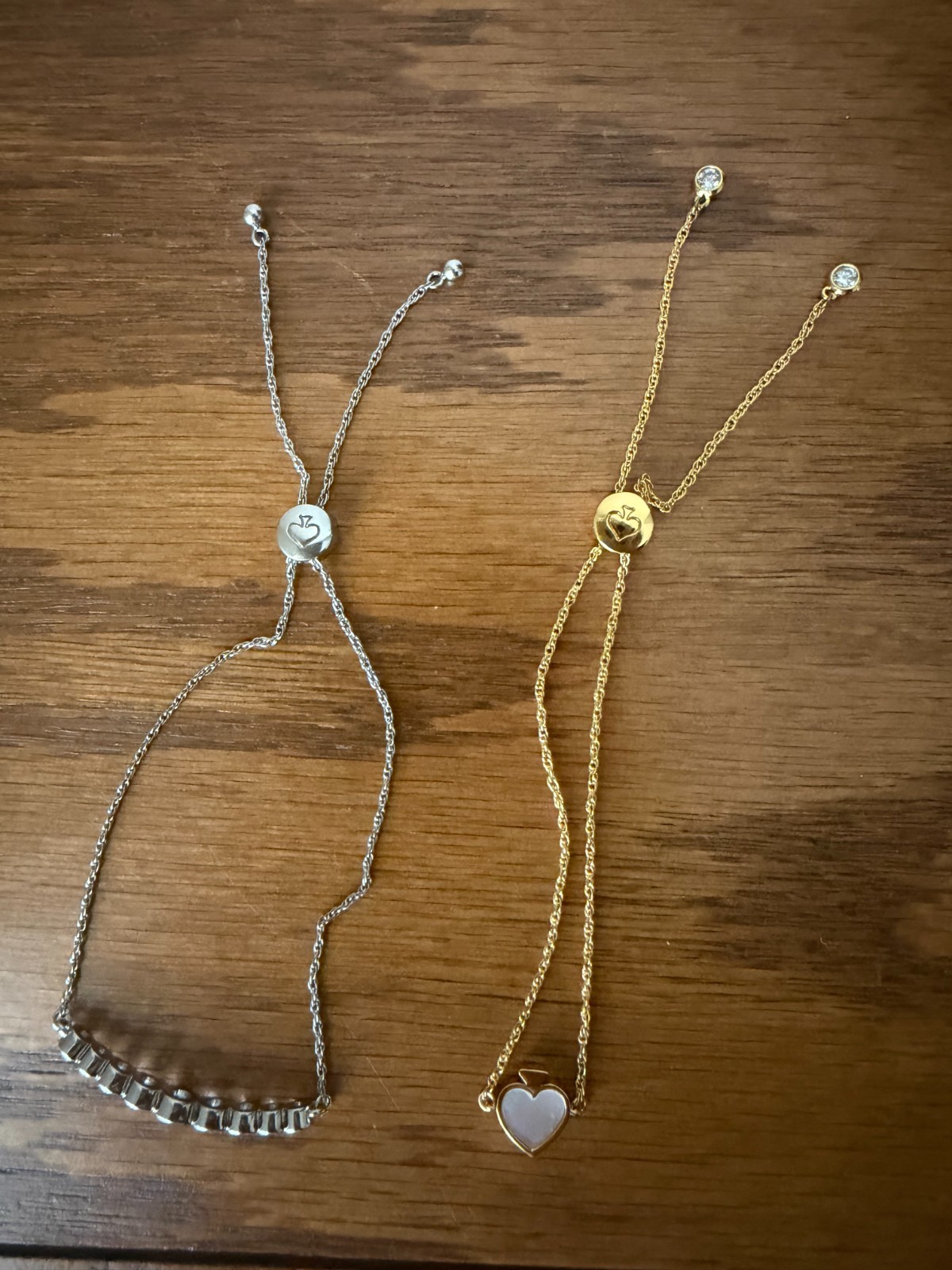 Kate Spade – Silver Color Full Circle & Gold Color Pink Spade Slider Bracelets