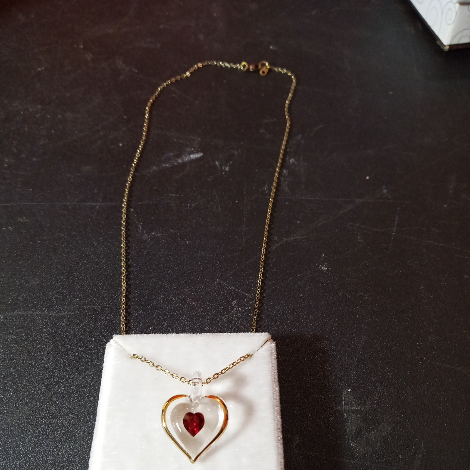 January Birthstone Heart Necklace Red Crystal Gold Plated Pendant