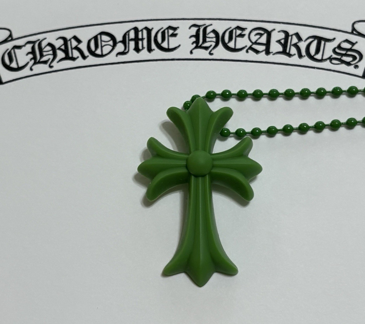 Chrome Hearts Pendant Cross Green Silicone Necklace 100% Authentic Brand New