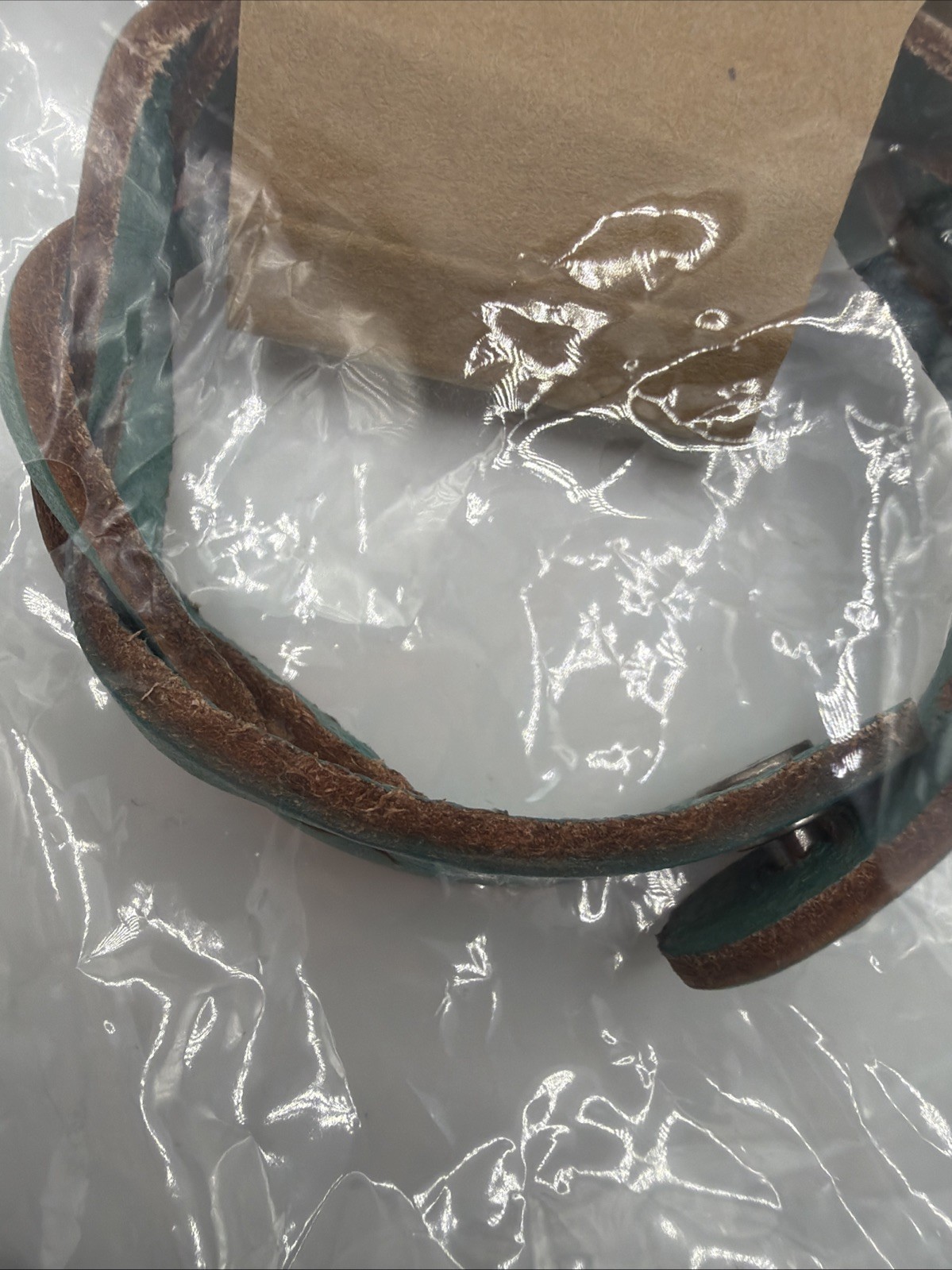 Justin Genuine Leather Braided Teal Western Bracelet Snap Closure NWT