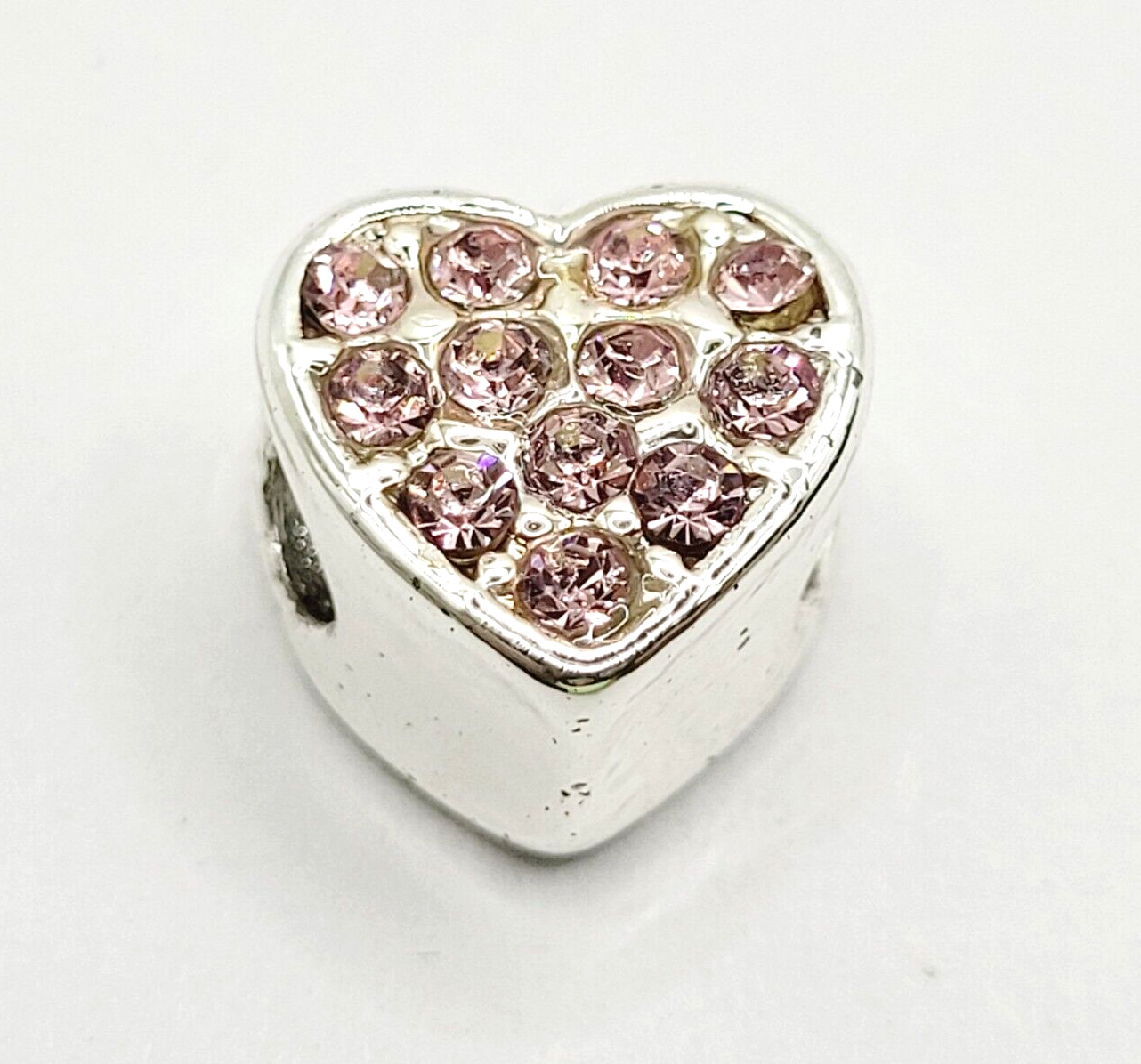 Avon Always in My Heart Pink Rhinestone Silver Tone Charm Cherished Memories