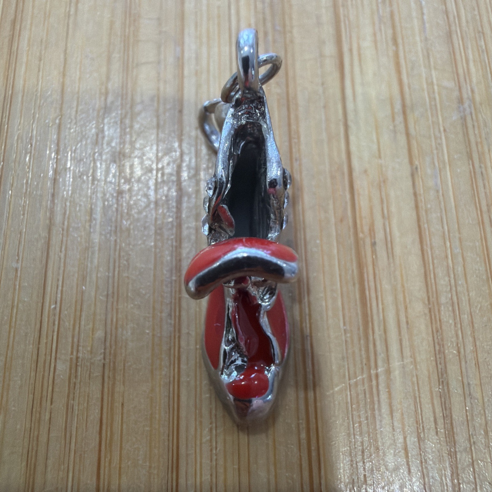 Unique- Red Enamel – Trainer – Silver tone – Lobster Hook – Dangle Charm