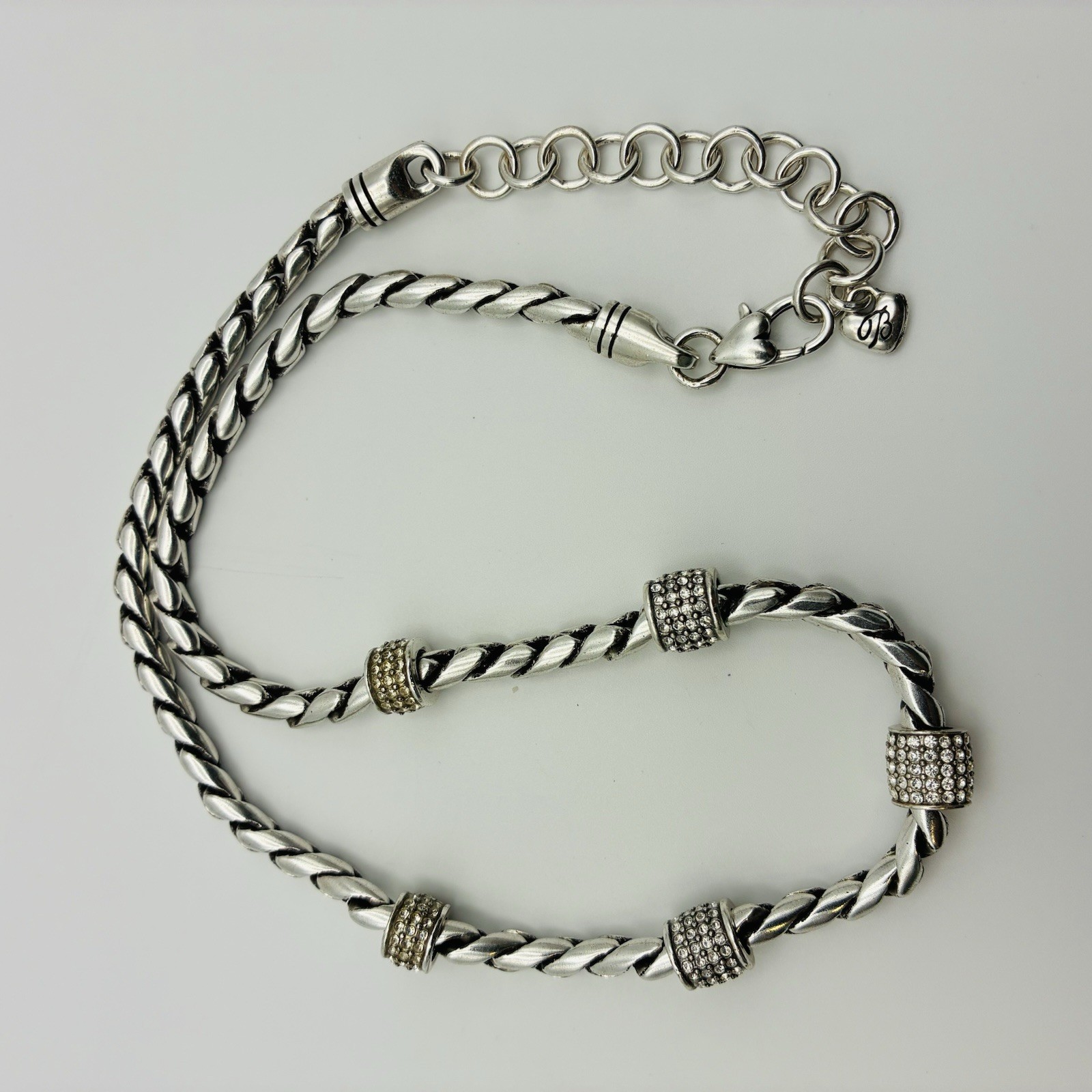 Brighton Meridian Necklace 16-18″ Silver Plated, 5 Crystal Stations
