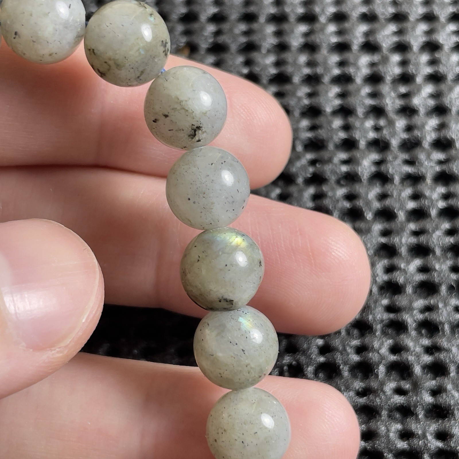 Natural Labradorite 8.8mm Stretch Beaded Bracelet Healing Crystal Boho Jewelry