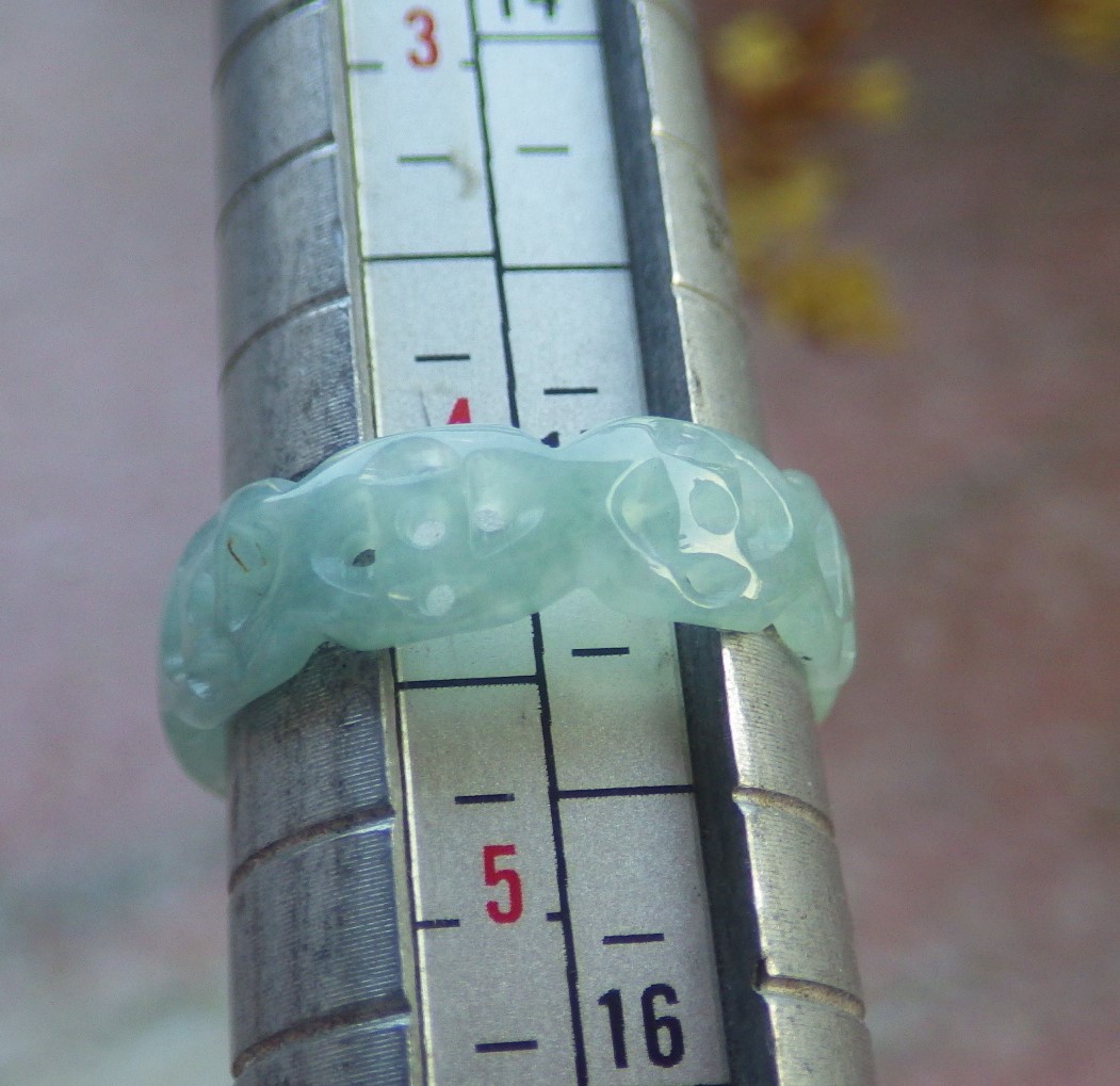 Video Certified Green Natural A Jadeite Jade Money Coin Ring NO. 4.25 # 132546
