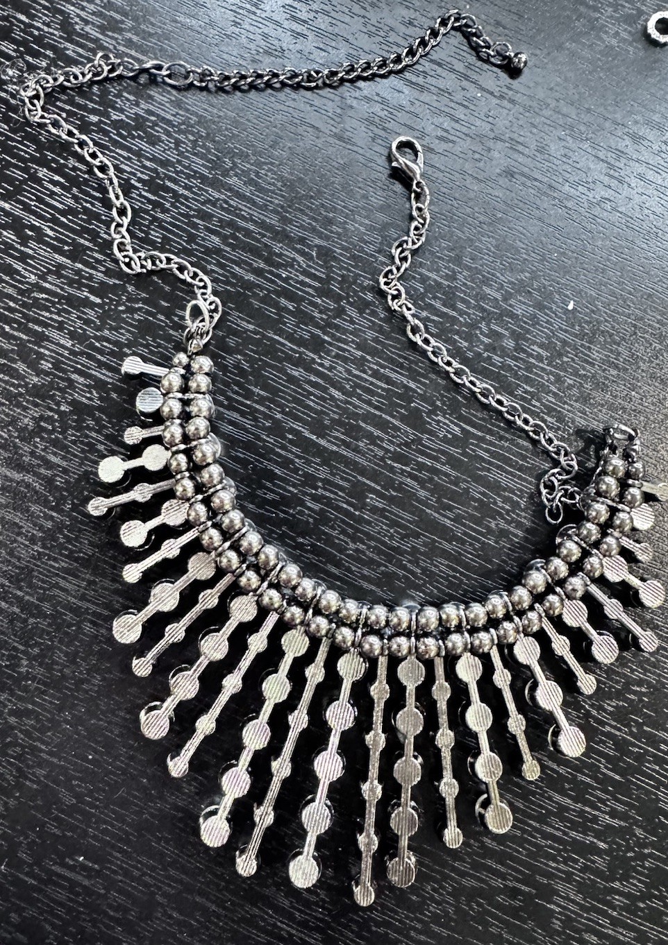 Silver Tone Clear Crystal Rhinestone Statement Bib Necklace Cable Chain Lobster
