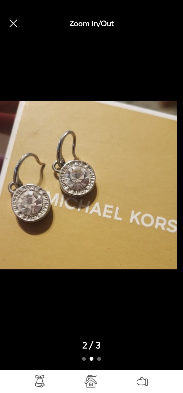 Michael Kors Silver Crystal Earrings Set, Round & Heart Stud Dangle Fashion